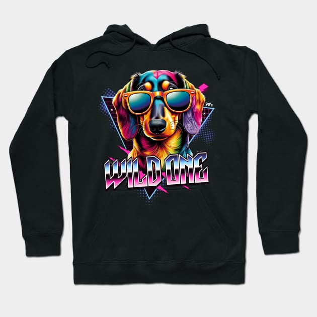 Wild One Dachshund Dog Hoodie by Miami Neon Designs